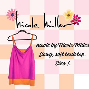 nicole by Nicole Miller bright, flowy tank top, size L.